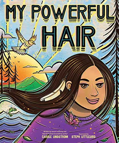 Book cover featuring a smiling girl with long dark hair and a feather.