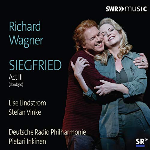 CD cover for Wagner’s *Siegfried Act III* featuring two embracing singers.