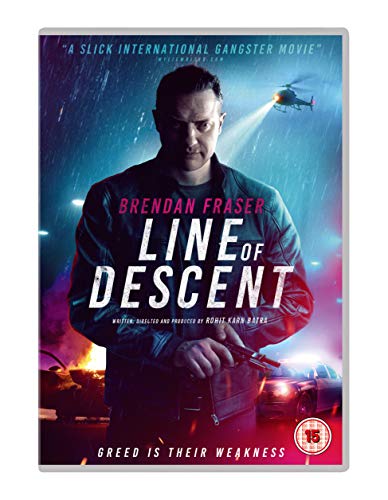 DVD cover for "Line Of Descent" featuring Brendan Fraser in a dark scene.