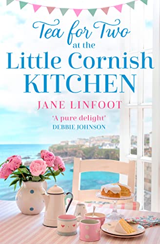Book cover: coastal scene, flowers, tea set, and title “Tea for Two”.