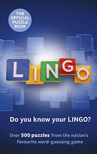 Lingo" puzzle book cover with colorful letter tiles and blue background.