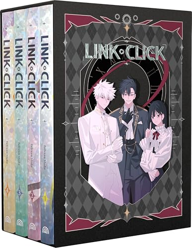 Hardcover box set of four "Link Click" manga volumes with character art.