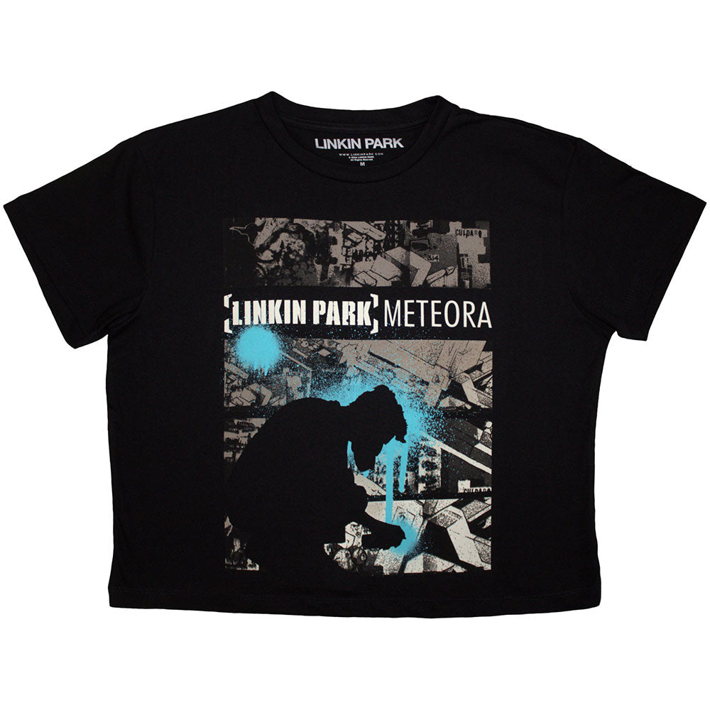 Linkin Park crop top, small, with a collage design from the Meteora album.