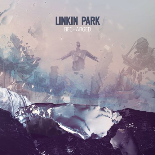 "Album cover art for 'Linkin Park Recharged' featuring a surreal, abstract cityscape and figure."