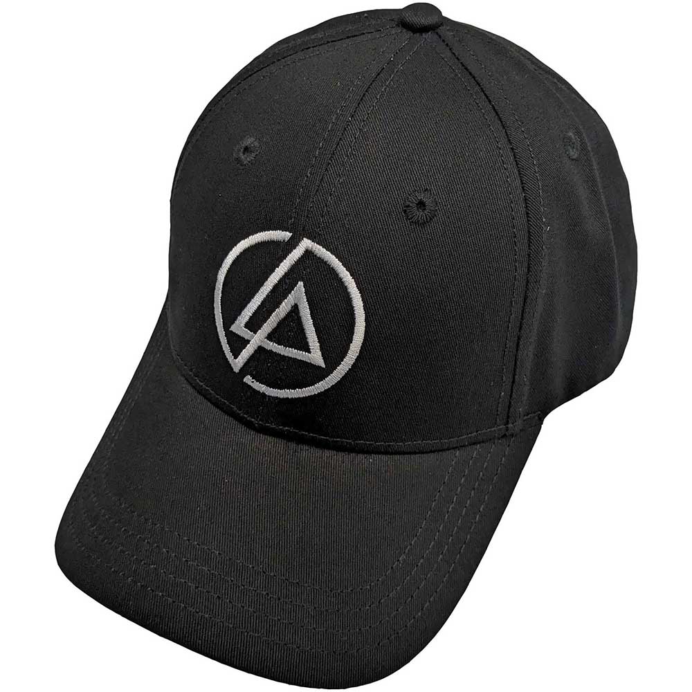 Black unisex baseball cap featuring a white concentric circle Linkin Park logo on front.