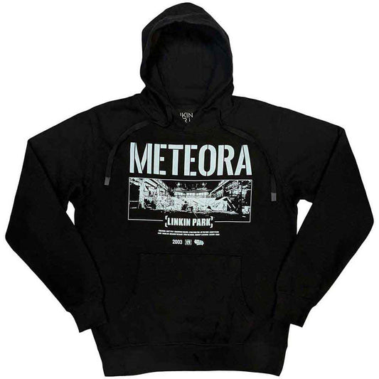 Dark gray hoodie with Linkin Park’s Meteora album wall art design, size large.