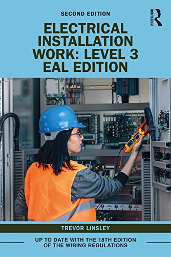 Textbook cover: "Electrical Installation Work: Level 3" with electrician working.