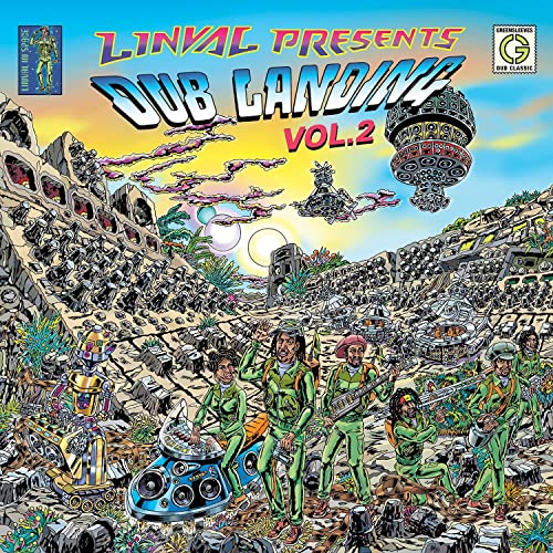 Album cover for Linval Thompson’s “Dub Landing Vol. 2” with sci-fi art.