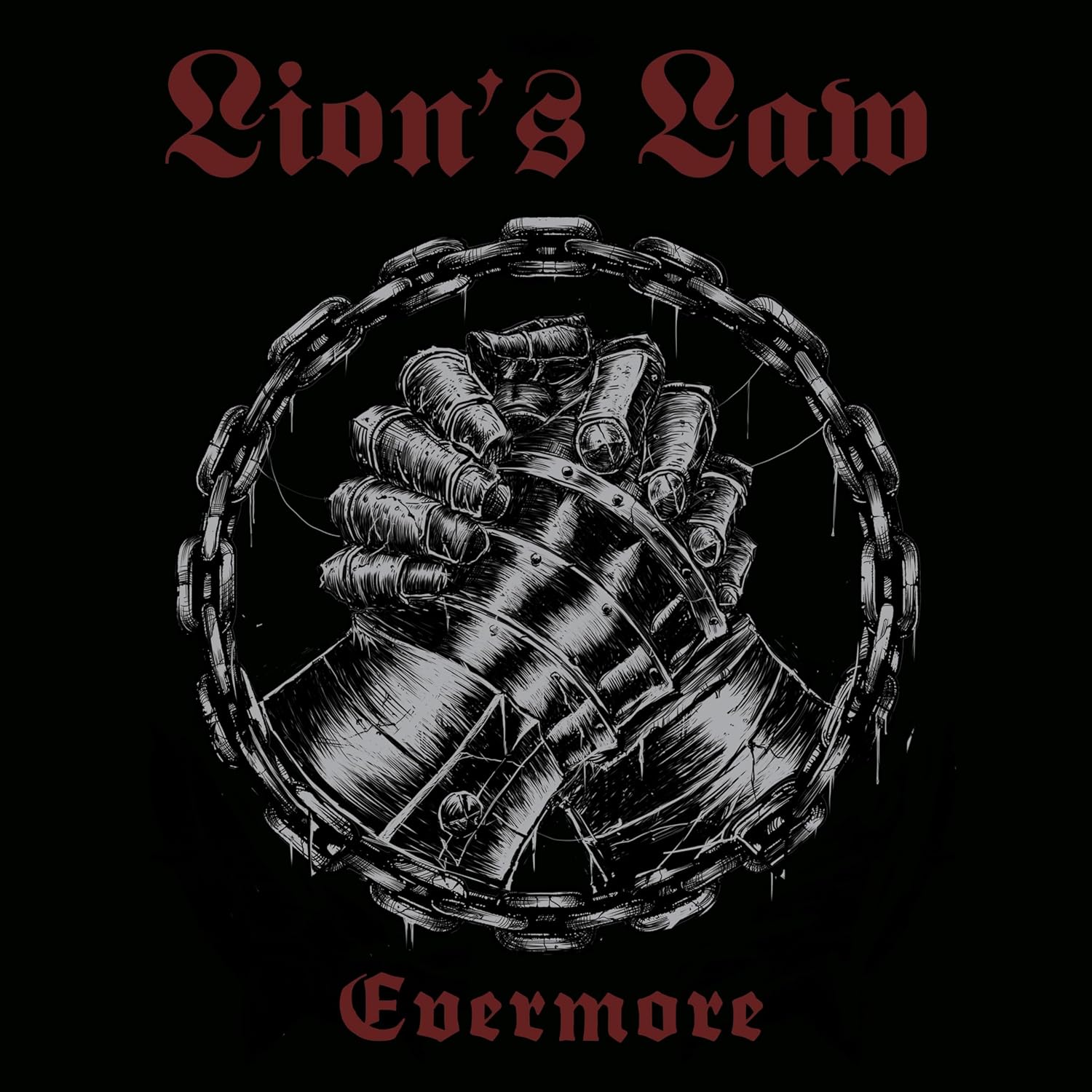 Black album cover with a fist in chains and the title "Evermore".