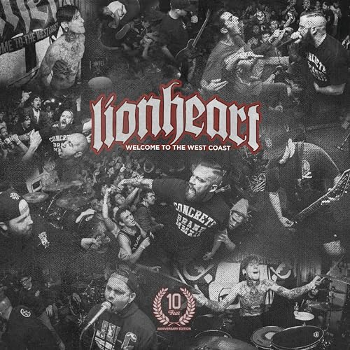 Lionheart album cover, “Welcome To The West Coast: 10,” black and white collage.