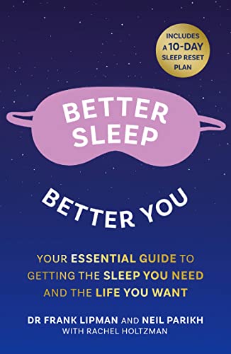 Book cover with a sleep mask graphic and white text on a dark blue background.