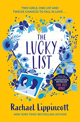 Book cover: "The Lucky List" with floral heart and photo image.