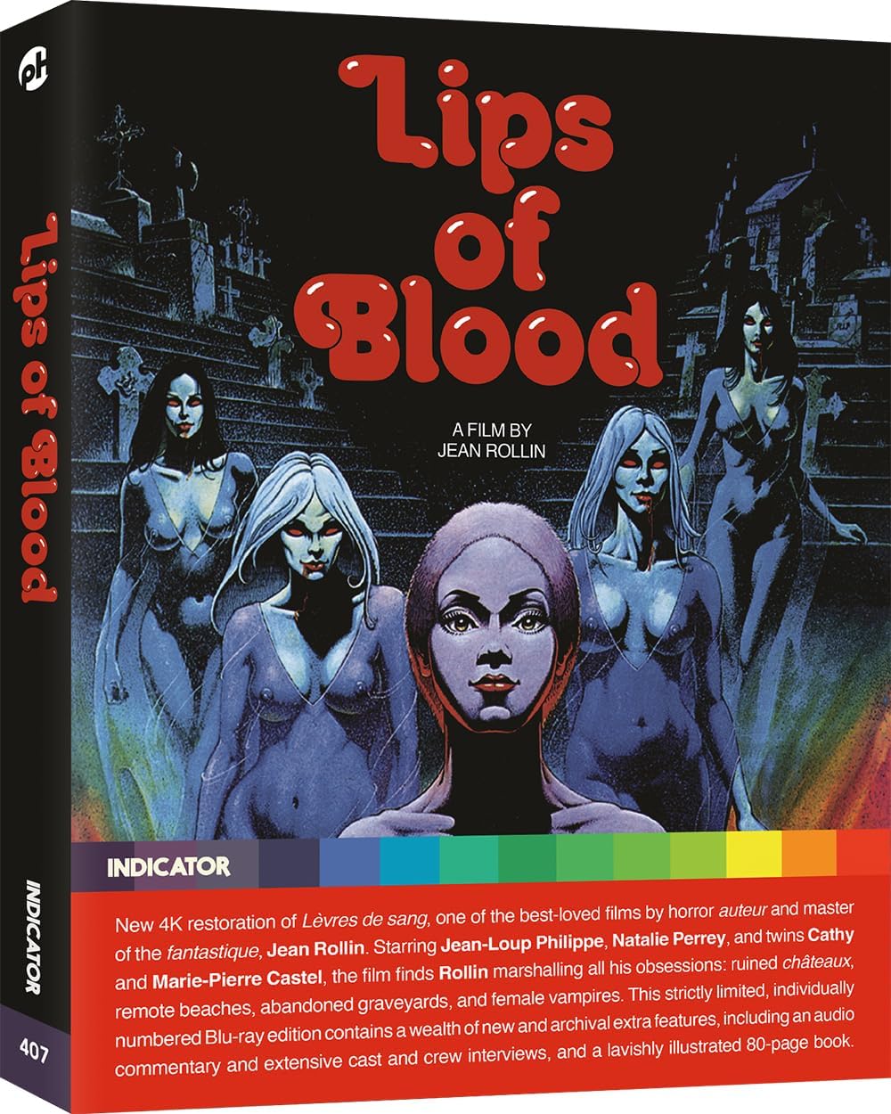 Blu-ray cover for horror film "Lips of Blood" featuring illustrated vampires.