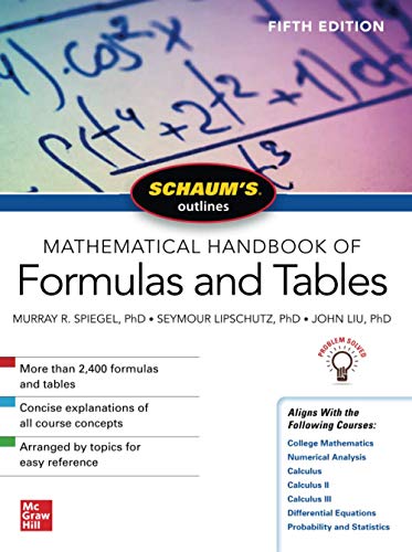 Schaum's Outline of Mathematical Handbook, fifth edition, textbook cover.