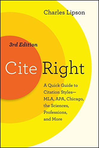 Book cover: "Cite Right," a guide to citation styles, third edition.