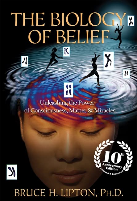 Book cover showing a human face with rippling water, silhouettes, and chromosome icons.