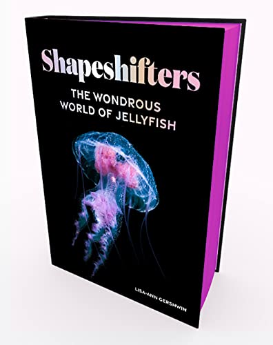Book cover titled Shapeshifters featuring a glowing blue and pink jellyfish on black background.