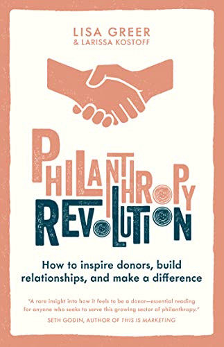Book cover with red handshakes and bold text: "Philanthropy Revolution".