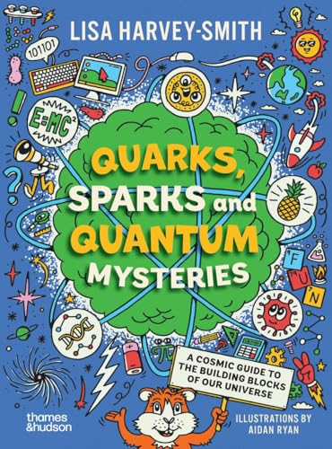 Book cover with colorful illustrations of science concepts and a hamster.