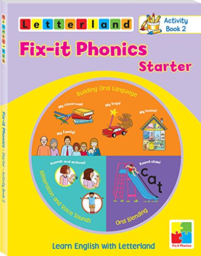 Fix-it Phonics" Starter Level activity book cover with colorful illustrations.