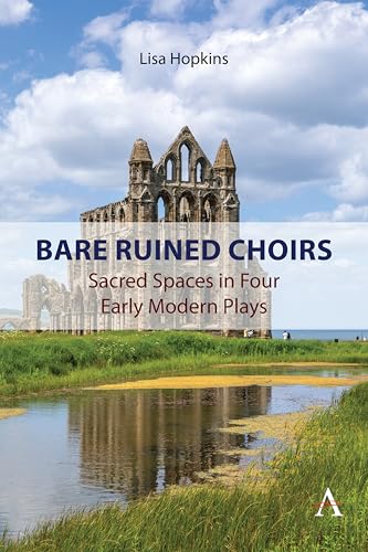 Book cover with ruined abbey against a sky and water reflection.