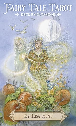 “Fairy Tale Tarot” box art featuring two ethereal women and pumpkins.