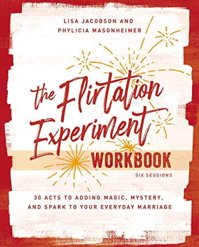 Book cover: "The Flirtation Experiment Workbook" with red, orange, and white design.