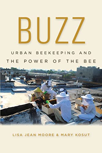 Book cover: "Buzz" with beekeepers on a city rooftop.