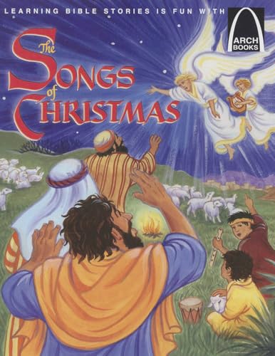 Book cover depicting shepherds, angels, and a nativity scene.