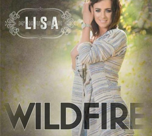 "Album cover with a woman in a striped dress, titled 'Wildfire' by Lisa McHugh."