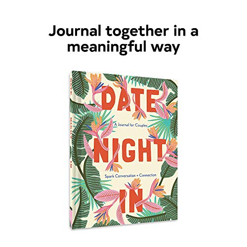 Date Night In" journal with tropical leaf and flower design.