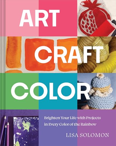 Book cover with colorful blocks featuring art, crafts, and yarn.