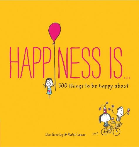 Yellow book cover with pink text, a balloon, and small sketched figures.