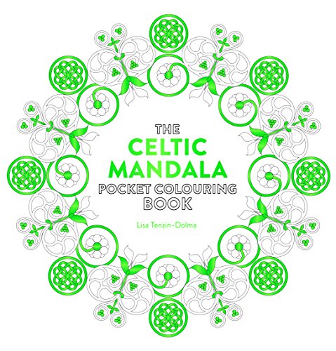 Celtic mandala designs in green and white, book cover illustration.