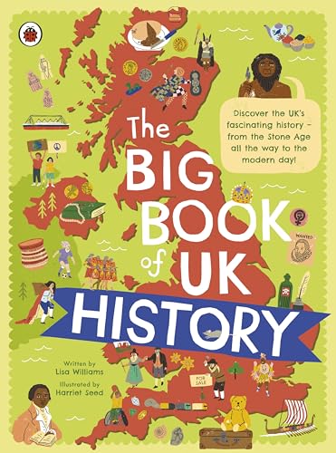 Book cover featuring a red map of the UK with historical illustrations on green.