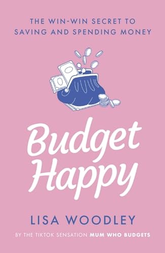 Book cover with title “Budget Happy,” purse, coins, and money illustration.