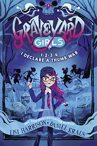 Book cover: girl with ghosts in a graveyard, titled "Graveyard Girls.