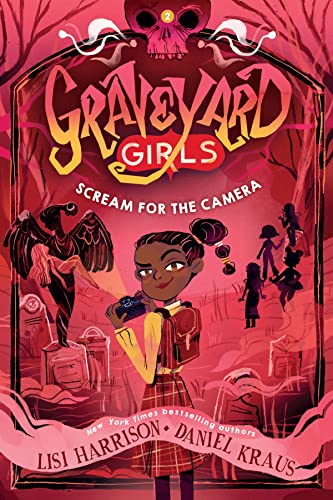 Book cover: girl with camera, graveyard scene, and spooky figures.