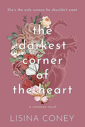 Book cover with floral arrangement overlaying an anatomical heart illustration.