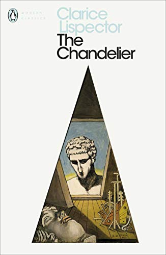 Book cover for The Chandelier by Clarice Lispector featuring a triangular illustration of statues.
