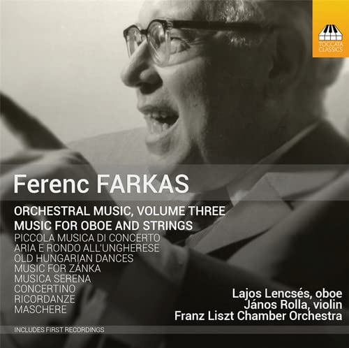 CD cover featuring a portrait of composer Ferenc Farkas and orchestra details.