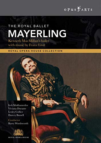 DVD cover for "Mayerling" ballet featuring a man in ornate clothing.