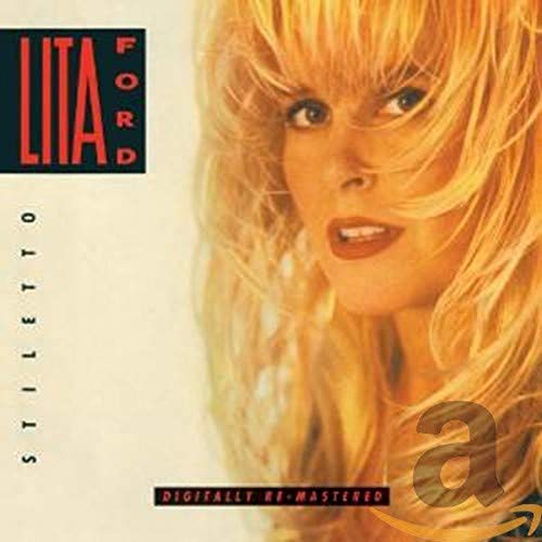 CD cover for Lita Ford’s “Stiletto” featuring a portrait of the artist.