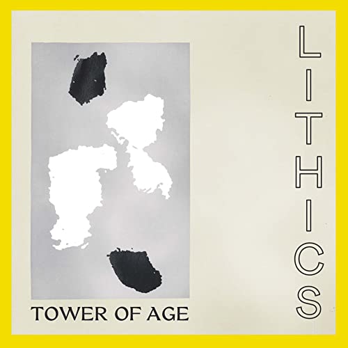 CD cover for Lithics’ “Tower of Age” with abstract black and white shapes.
