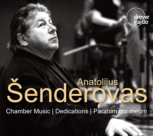 CD cover featuring a portrait of composer Anatolijus Šenderovas.