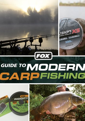 Book cover: "Fox Guide to Modern Carp Fishing" with fishing scenes.