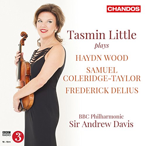 CD cover featuring violinist Tasmin Little with text listing composers and orchestras.