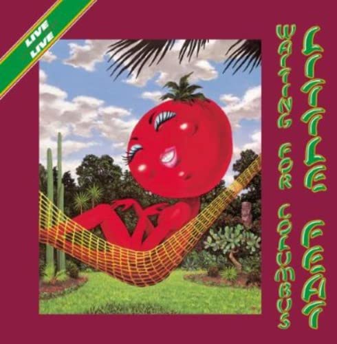 Album cover: Red figure with a tomato head relaxing in a hammock.