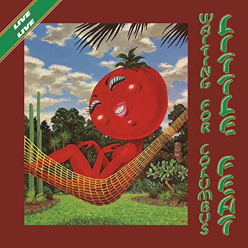 Album cover: anthropomorphic tomato relaxing in a hammock under palm trees.