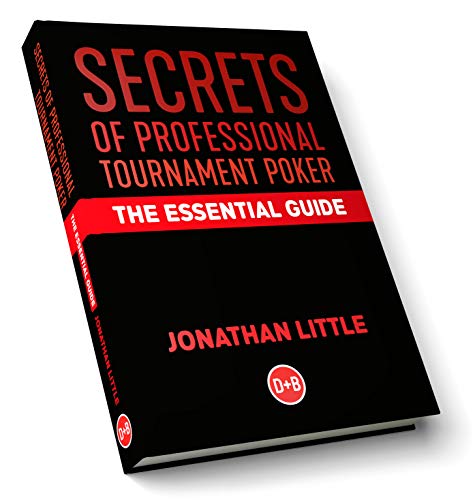Book cover for Secrets of Professional Tournament Poker by Jonathan Little with black background.